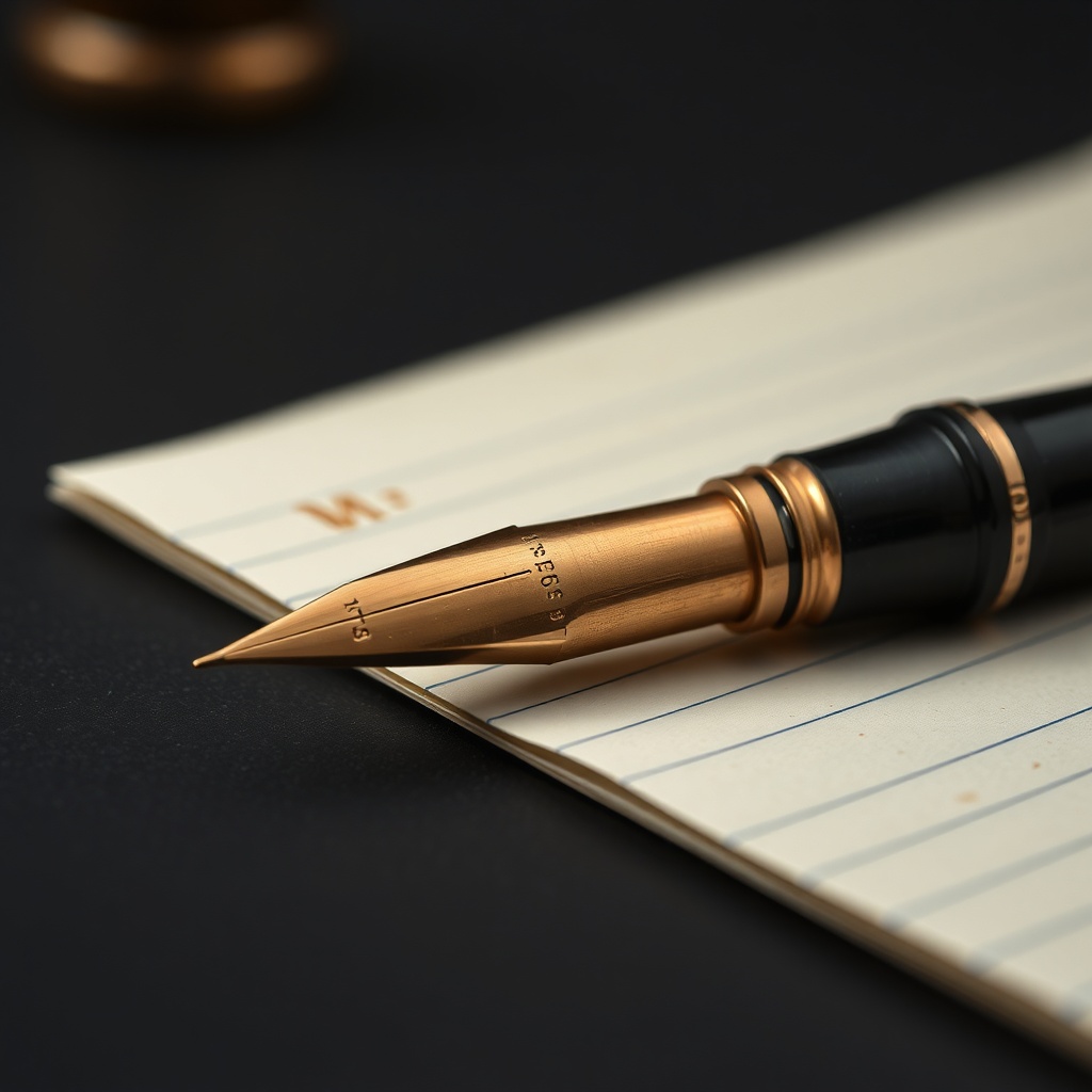 Calligraphy nib on practice paper