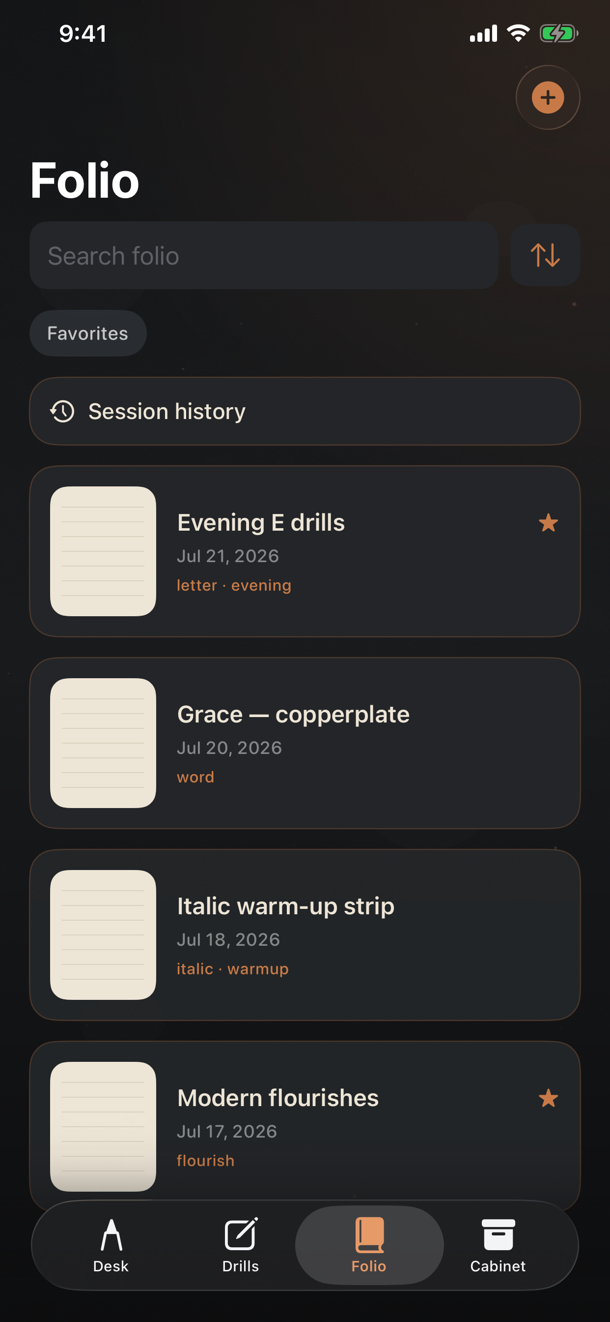 Folio of saved pages